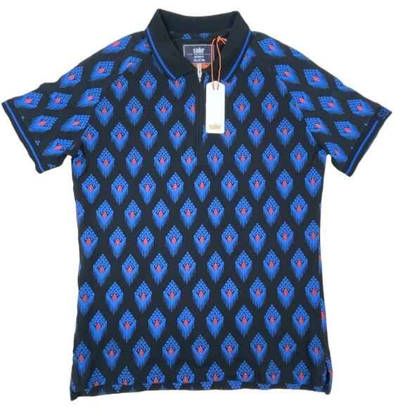 Sailor Men’s Black and Blue Monogram Polo Sz M - NWT - Picture 1 of 8